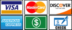 Payments Accepted: Visa, Mastercard, Discover, American Express, Cash, and Check.